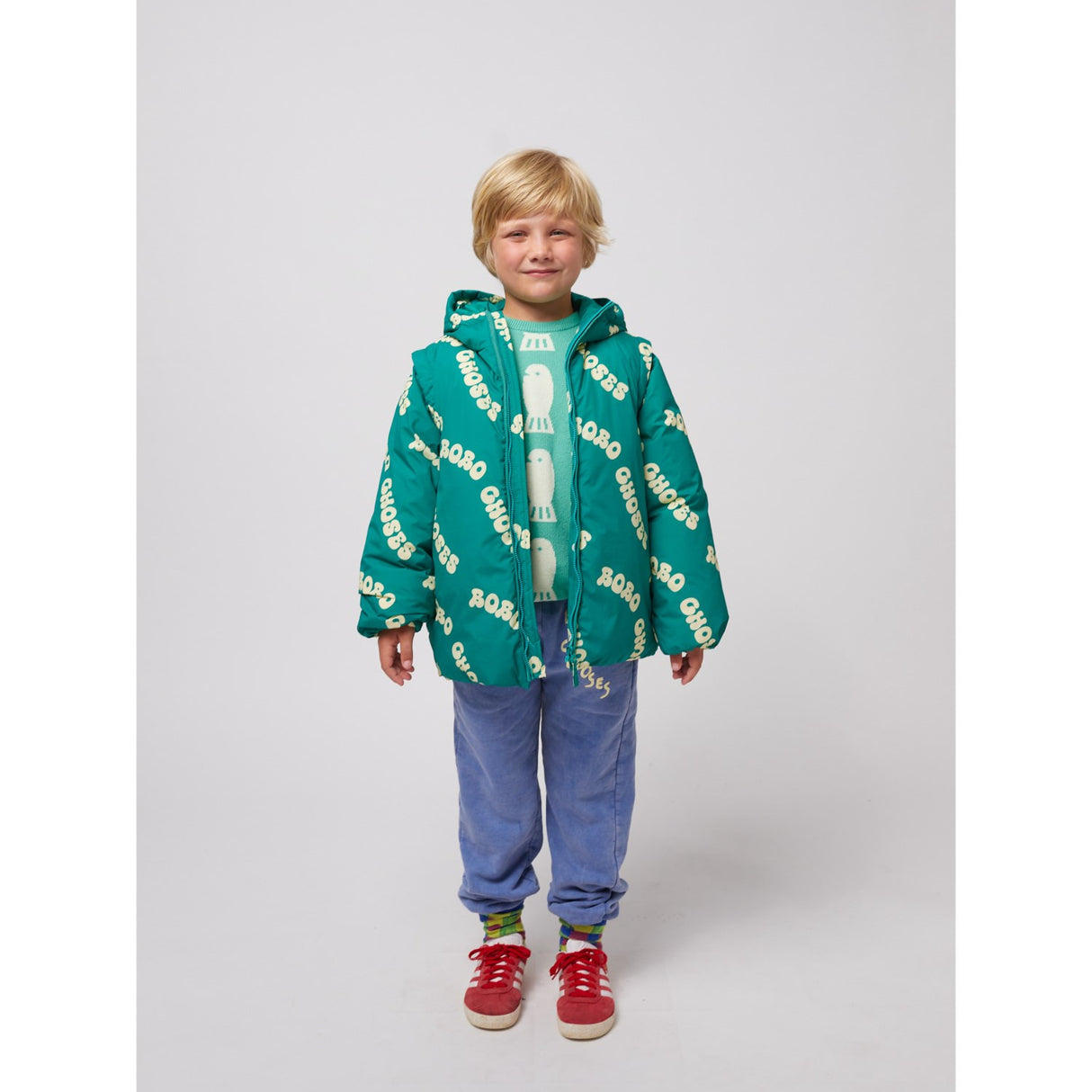 Bobo Choses Green Wavy Bobo Choses All Over Lys Vatteret Anorak