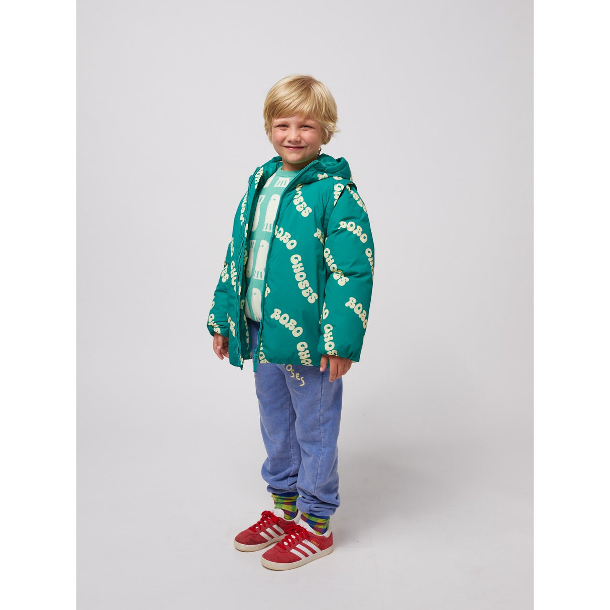 Bobo Choses Green Wavy Bobo Choses All Over Lys Vatteret Anorak