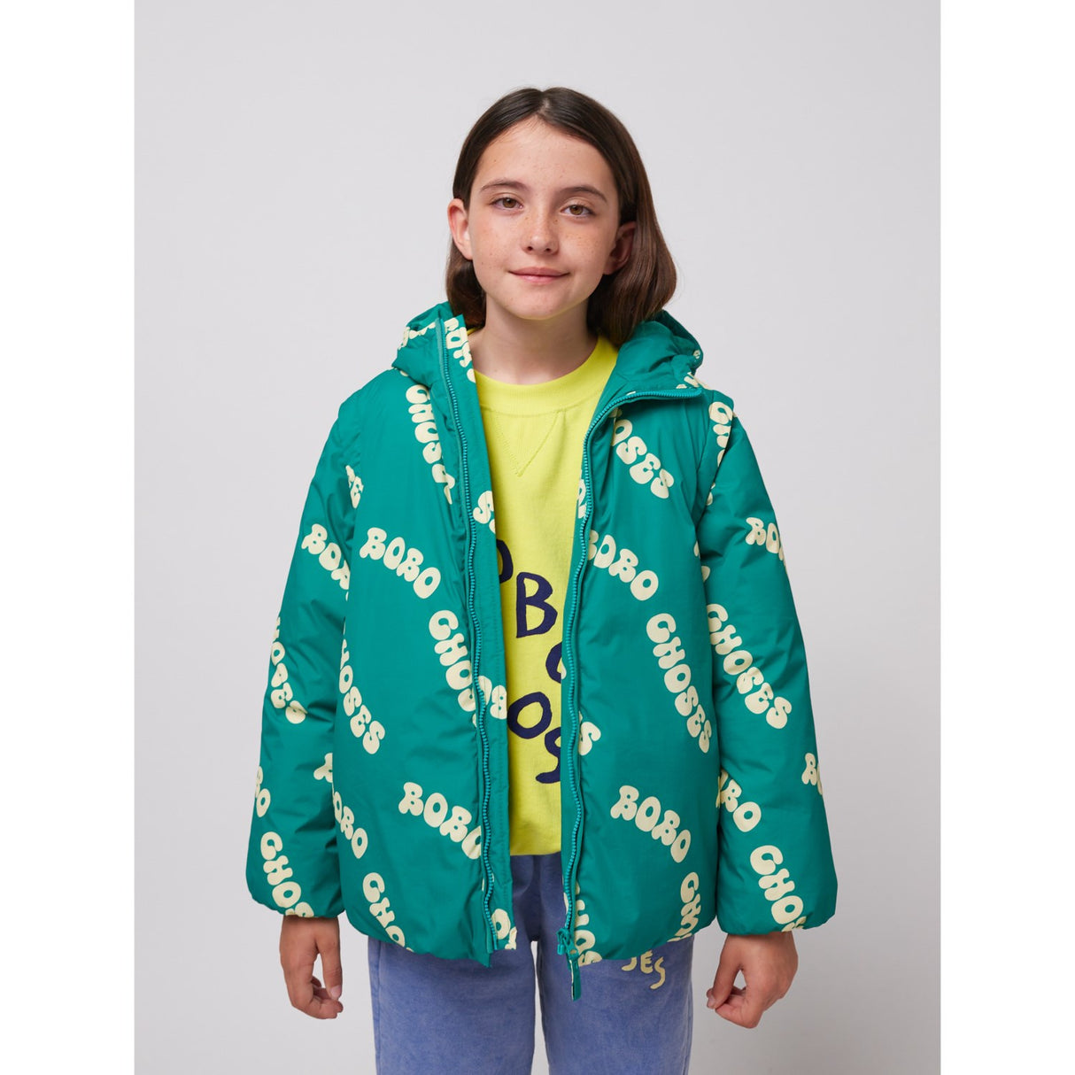 Bobo Choses Green Wavy Bobo Choses All Over Lys Vatteret Anorak