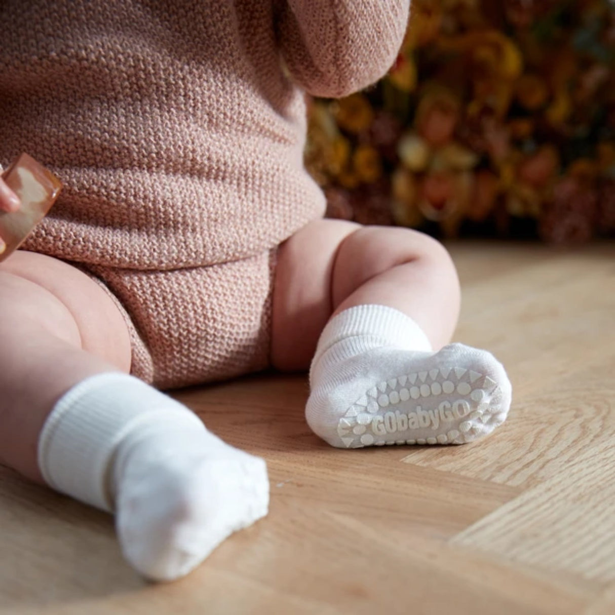 Gobabygo Off White Non-Slip Strømper Bambus