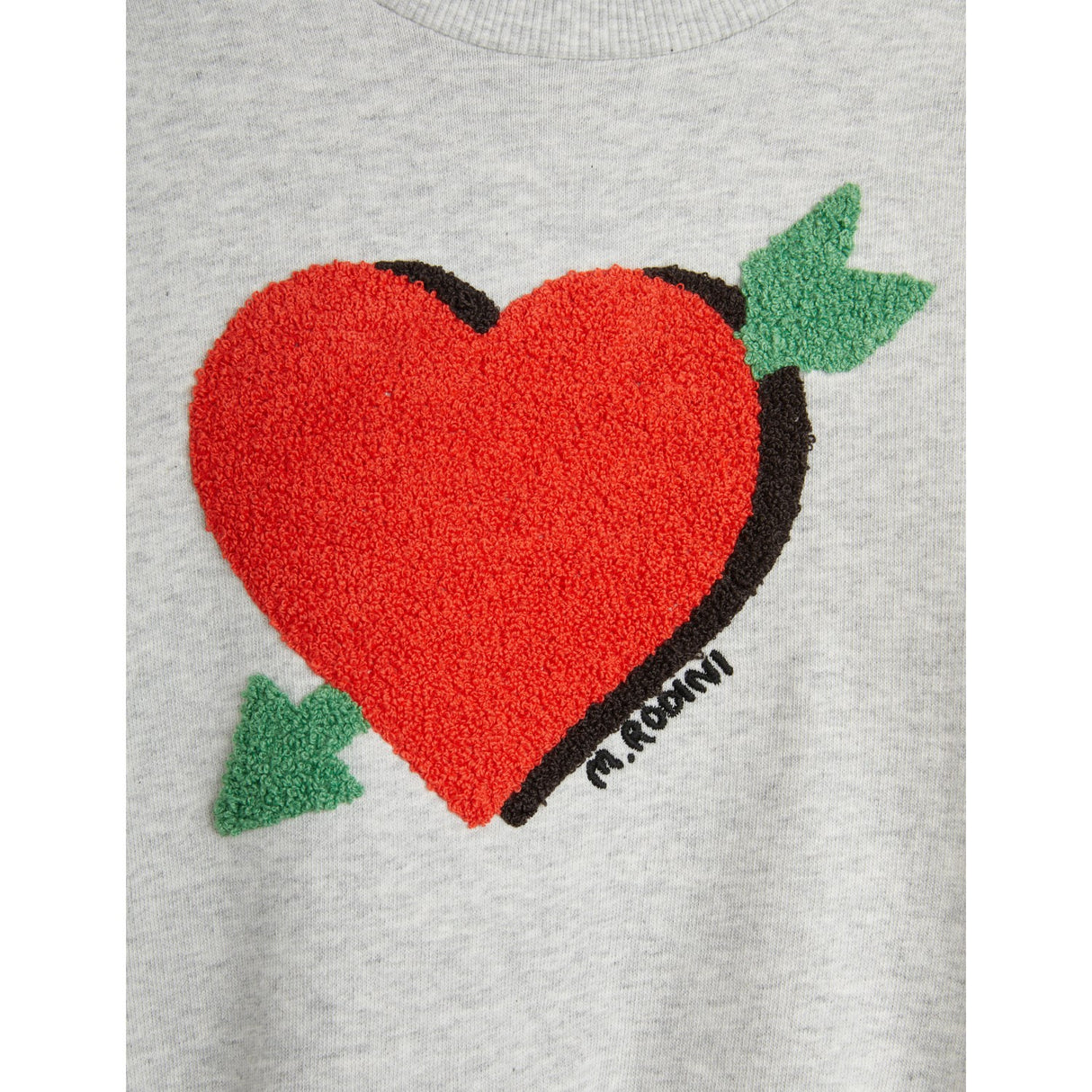 Mini Rodini Grey Melange Arrowed Heart Chenille Sweatshirt