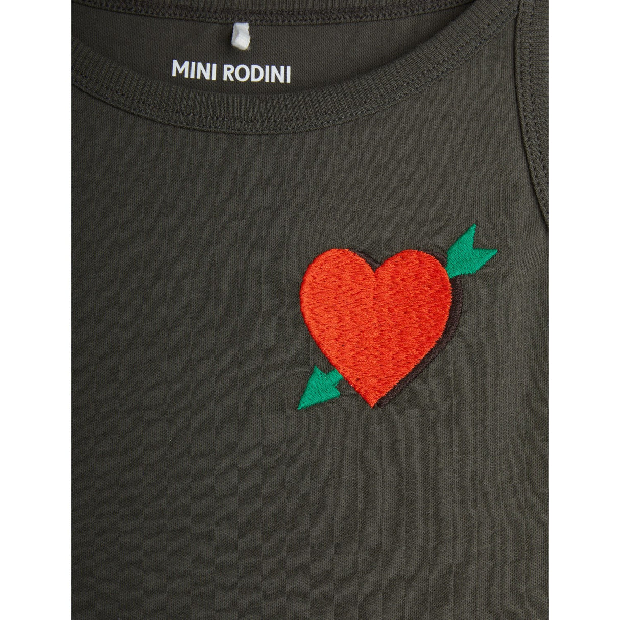 Mini Rodini Black Arrowed Heart Embroidery Tank Kjole