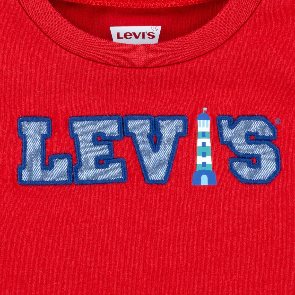 Levi's Pompeian Red Lvb Logo Chambray Applique Tee