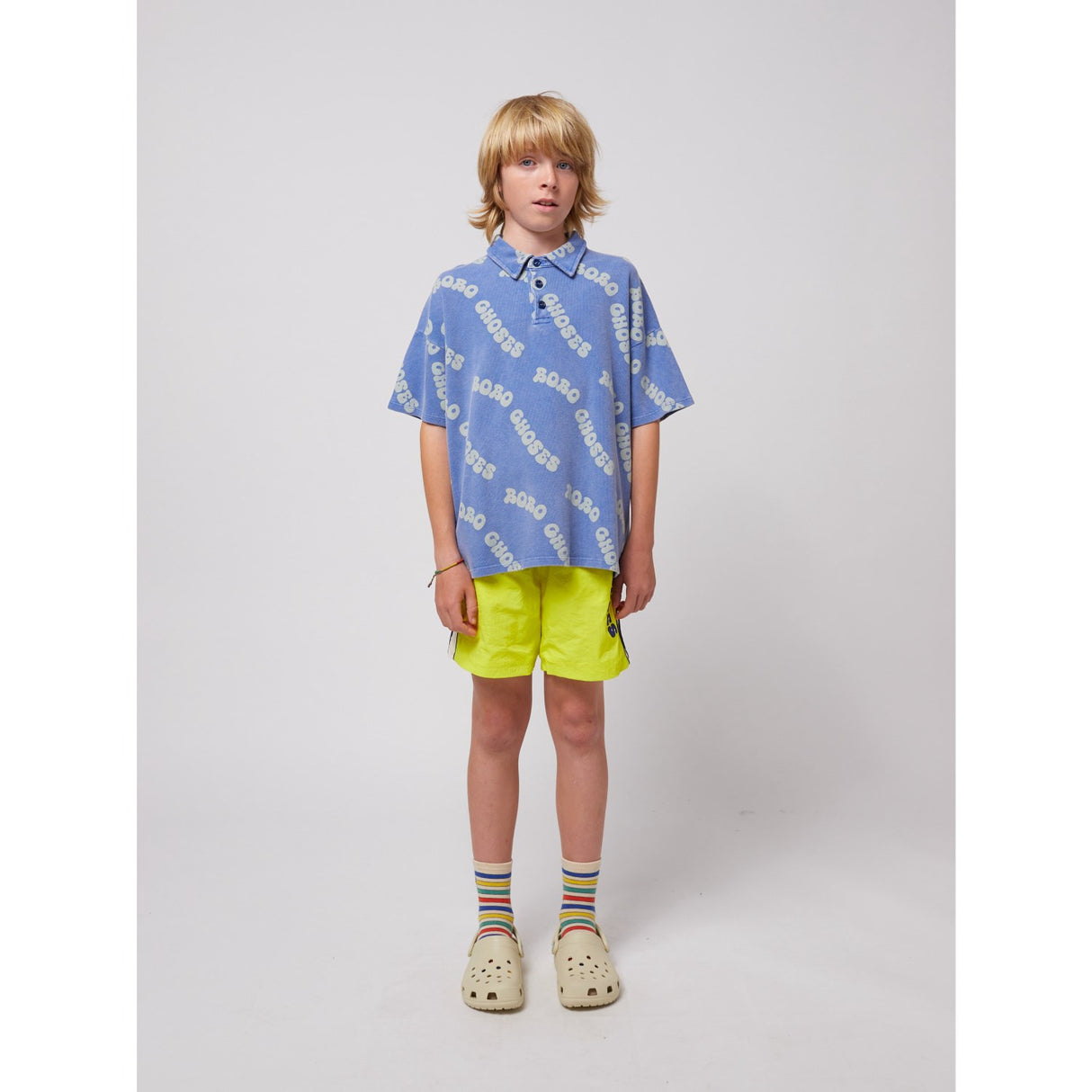 Bobo Choses Blue Wavy Bobo Choses All Over Waffle Polo T-Shirt