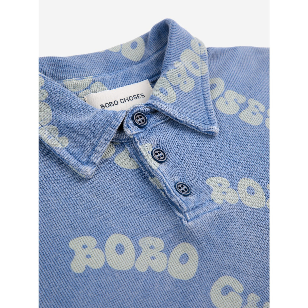 Bobo Choses Blue Wavy Bobo Choses All Over Waffle Polo T-Shirt