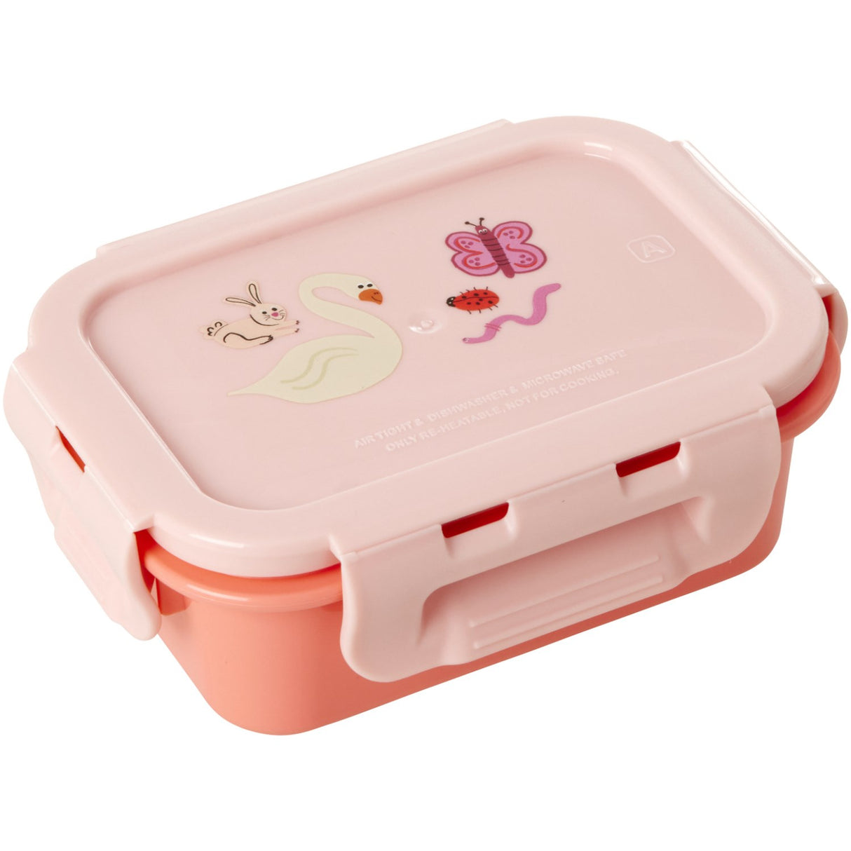Rice Madkasse Med Airtight Lid Og Wildlife Print - Pink - Small
