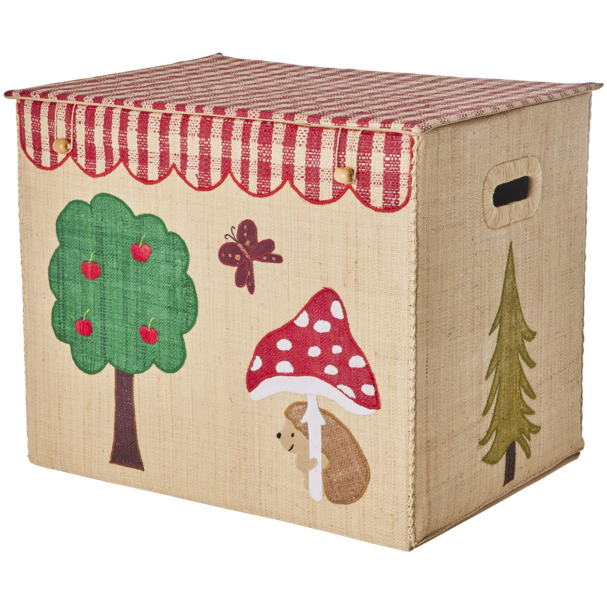 Rice Raffia Opbevaring Box Med Happy Forest Theme - Extra Large - Foldable