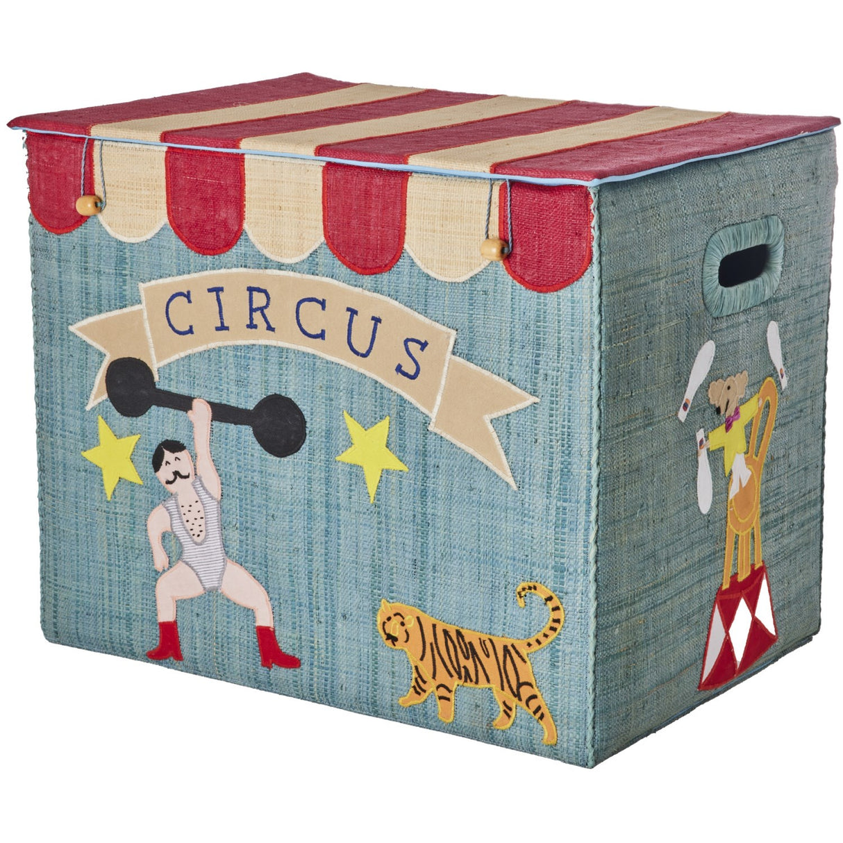 Rice Raffia Opbevaring Box Med Circus Theme - Extra Large - Foldable