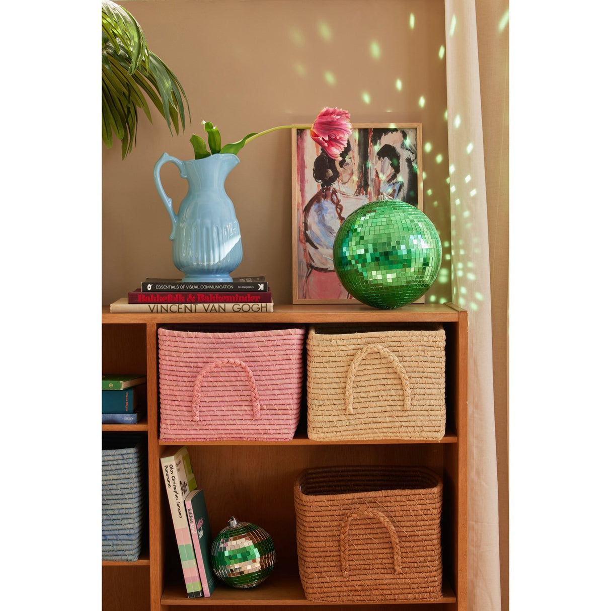 Rice Raffia Square Kurv Med Raffia Håndtag - Nature