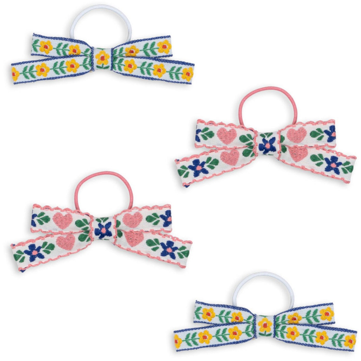 Konges Sløjd White/Rose 4 Pak Mini Sløjfe Elastik