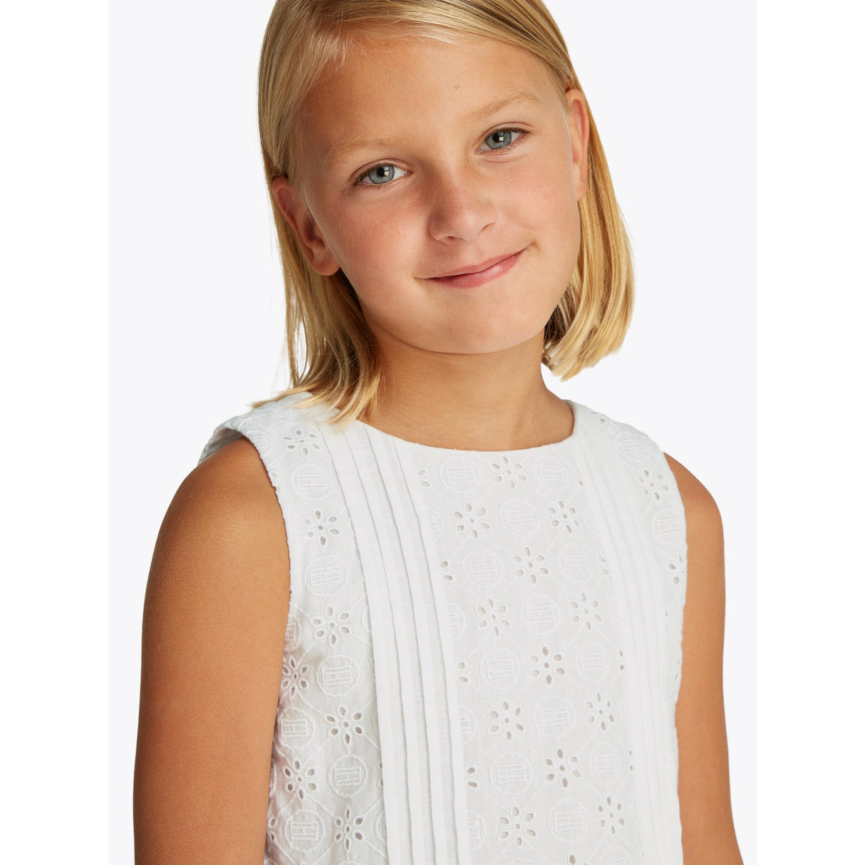 Tommy Hilfiger White Embroidered Bomuld Kjole