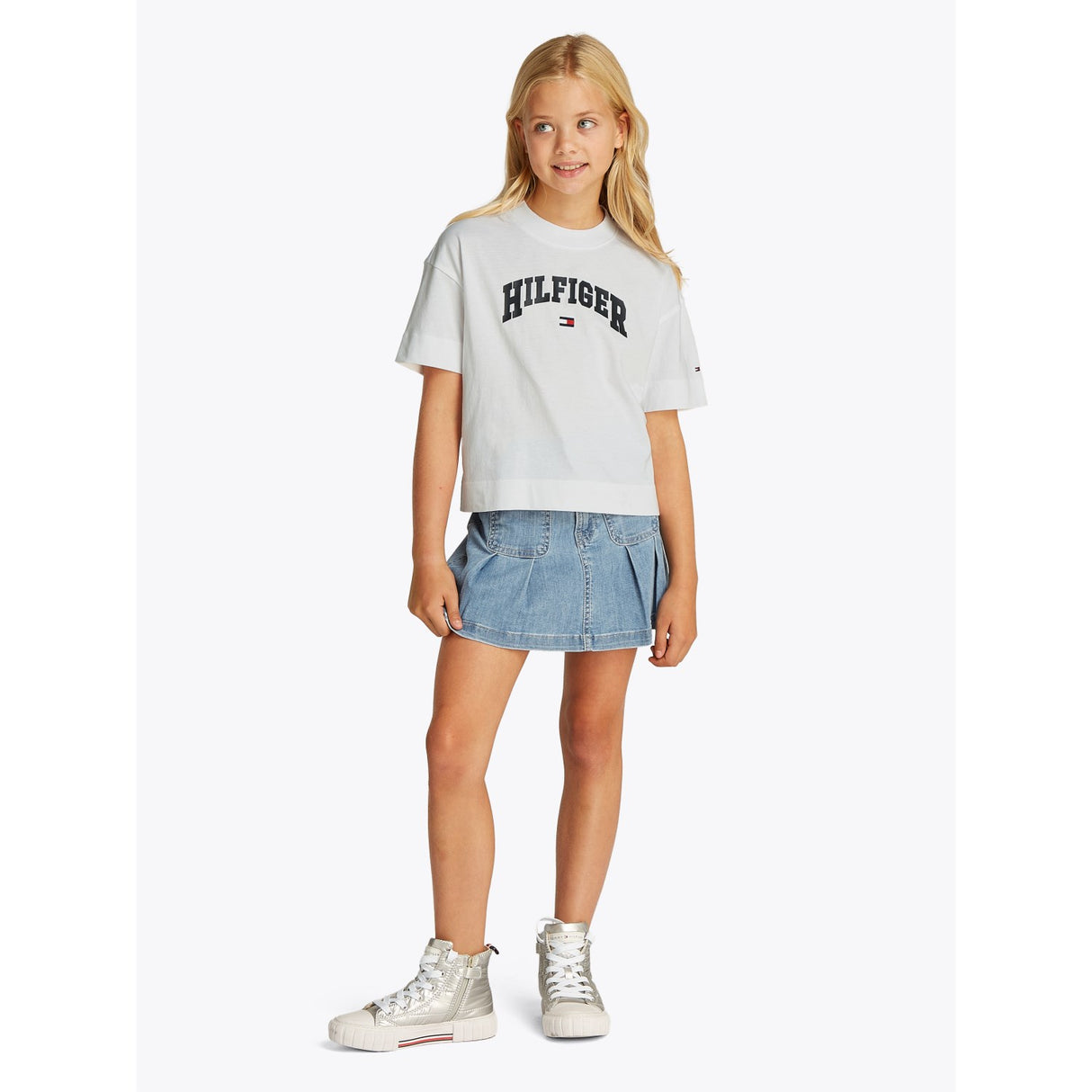 Tommy Hilfiger White Melange Varsity Archive T-Skjorte