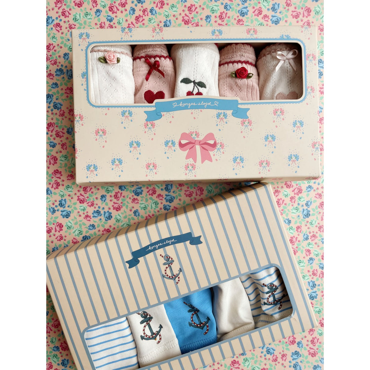 Konges Sløjd Rose/White Mix Minna 5 Pak Girl Underbukser GOTS
