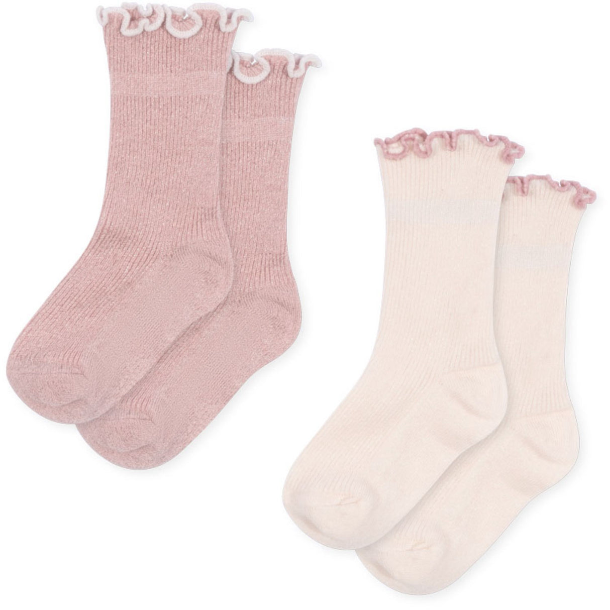 Konges Sløjd Rose/Off White 2 Pak Rib Flæse Strømper