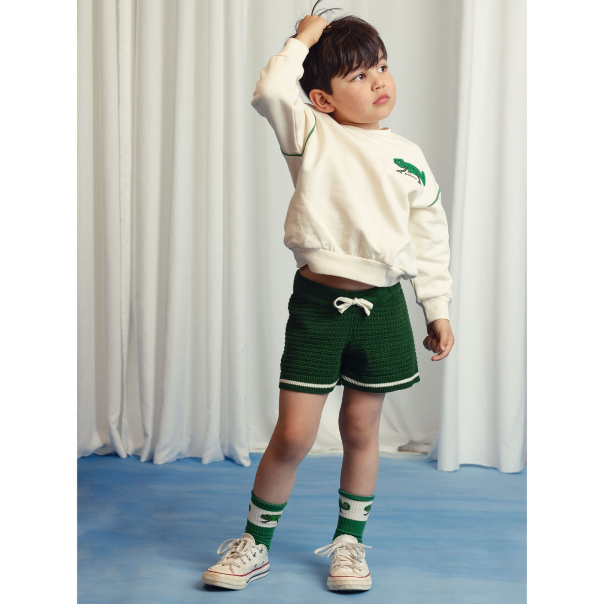 Mini Rodini Offwhite Lizard Chenille Sweatshirt