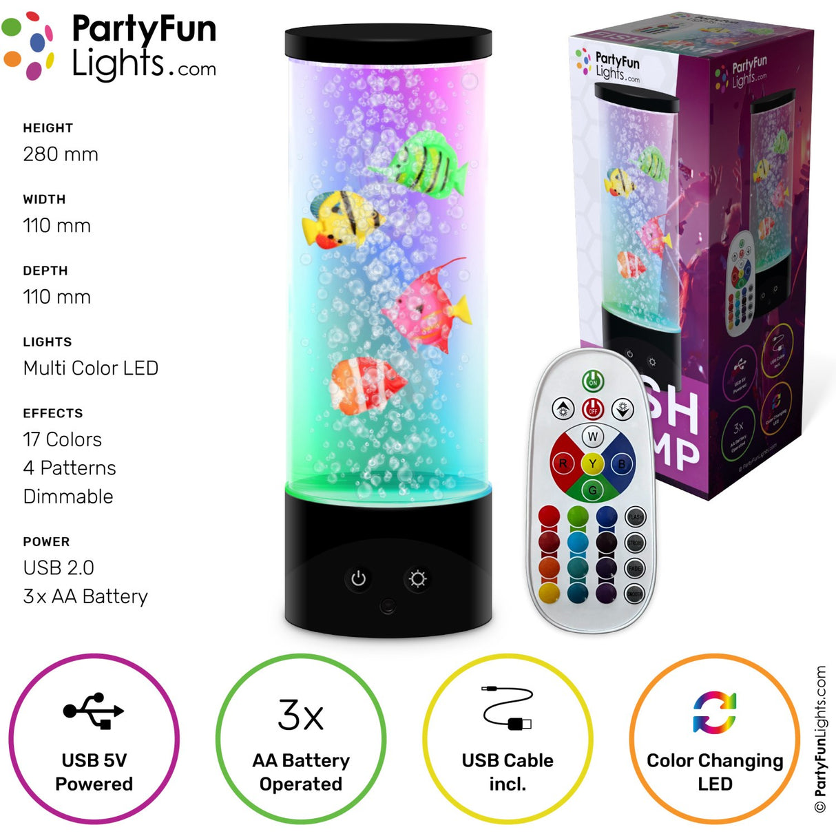 Party Funlight Fiske Lampe Med Fjernbetjening H: 28cm