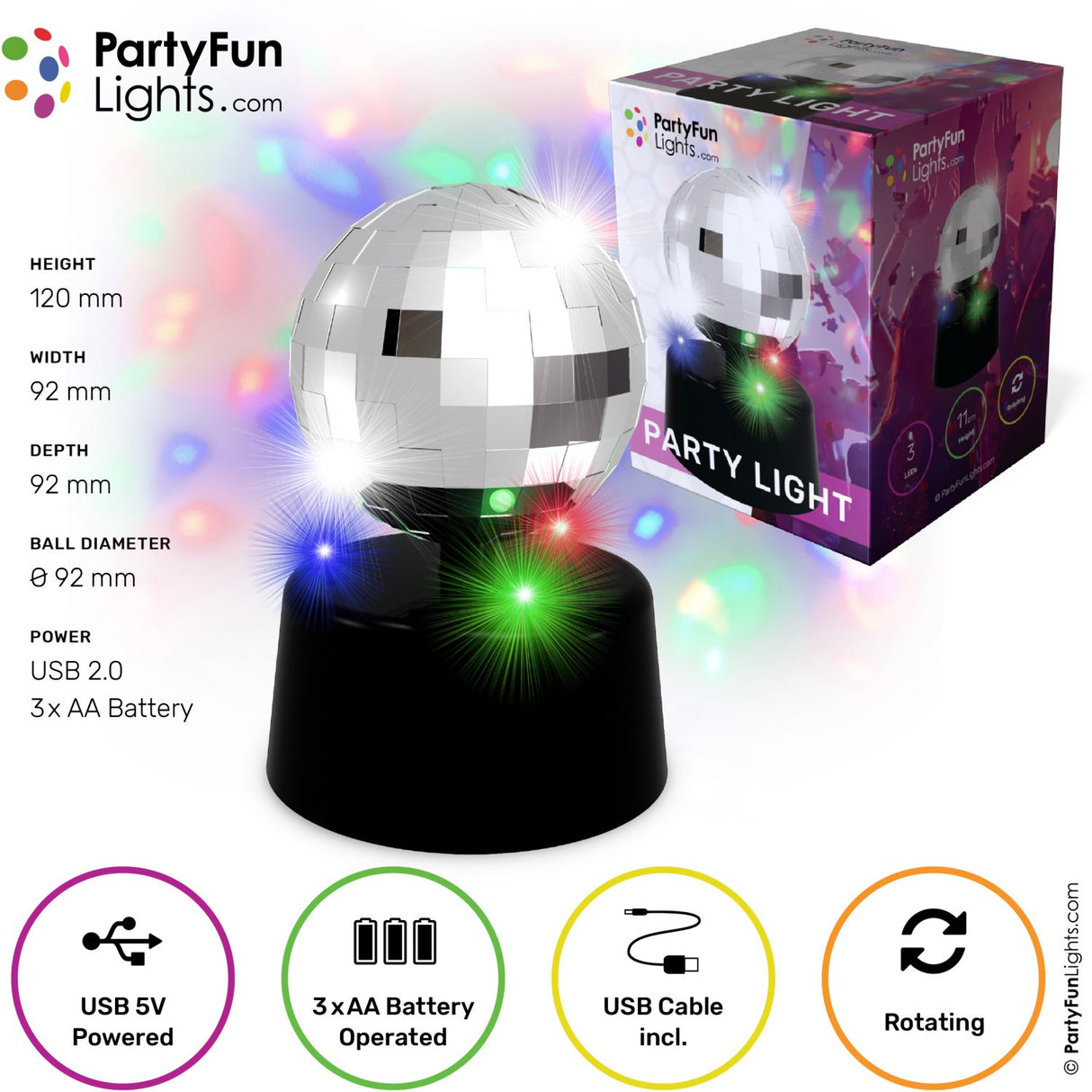 Party Funlight Mini Spejlkugle Lampe Ø: 9,2 Cm