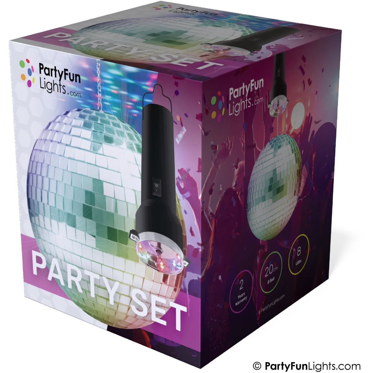 Party Funlight Party Sæt - Rotating Mirror Ball With LED And Motor