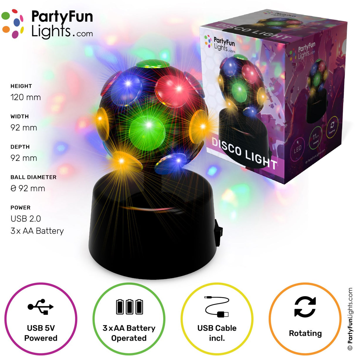 Party Funlight Mini Disko Lampe Ø: 9,2cm