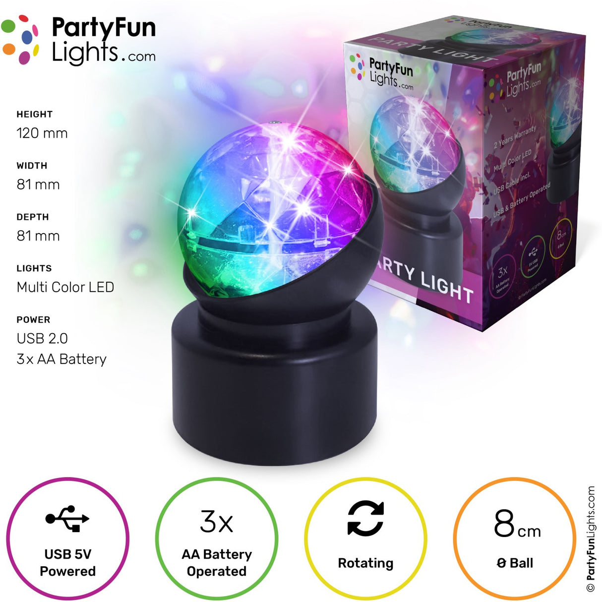Party Funlight Mini Party Lampe Ø: 8cm