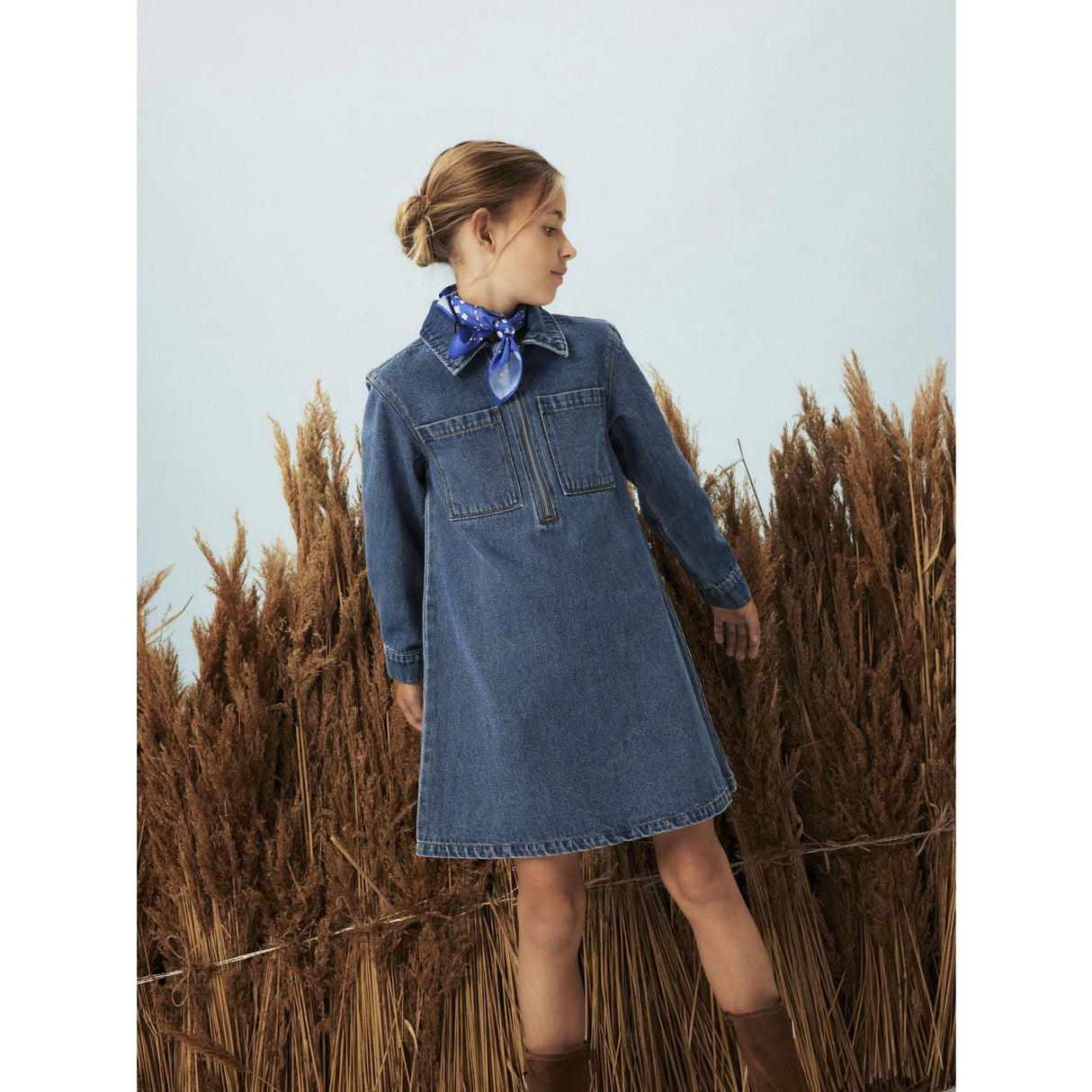 Name It Medium Blue Denim Astrid Zip Denim Kjole