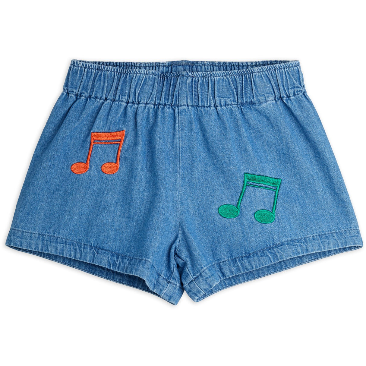 Mini Rodini Blue Note Embroidery Lightweight Denim Shorts