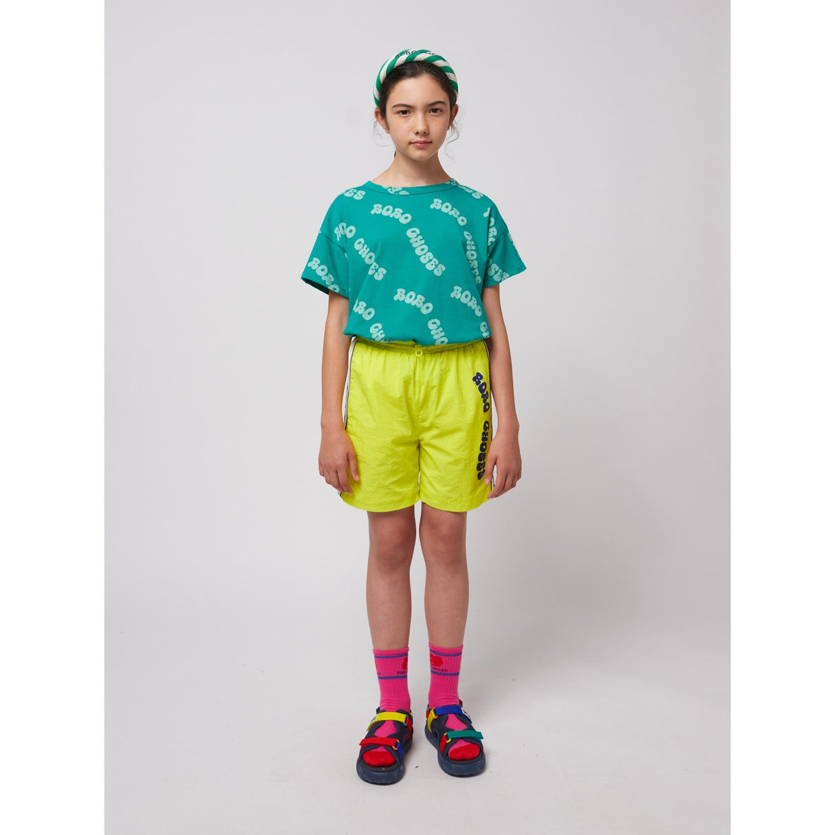 Bobo Choses Light Yellow Wavy Tracksuit Bermuda Shorts