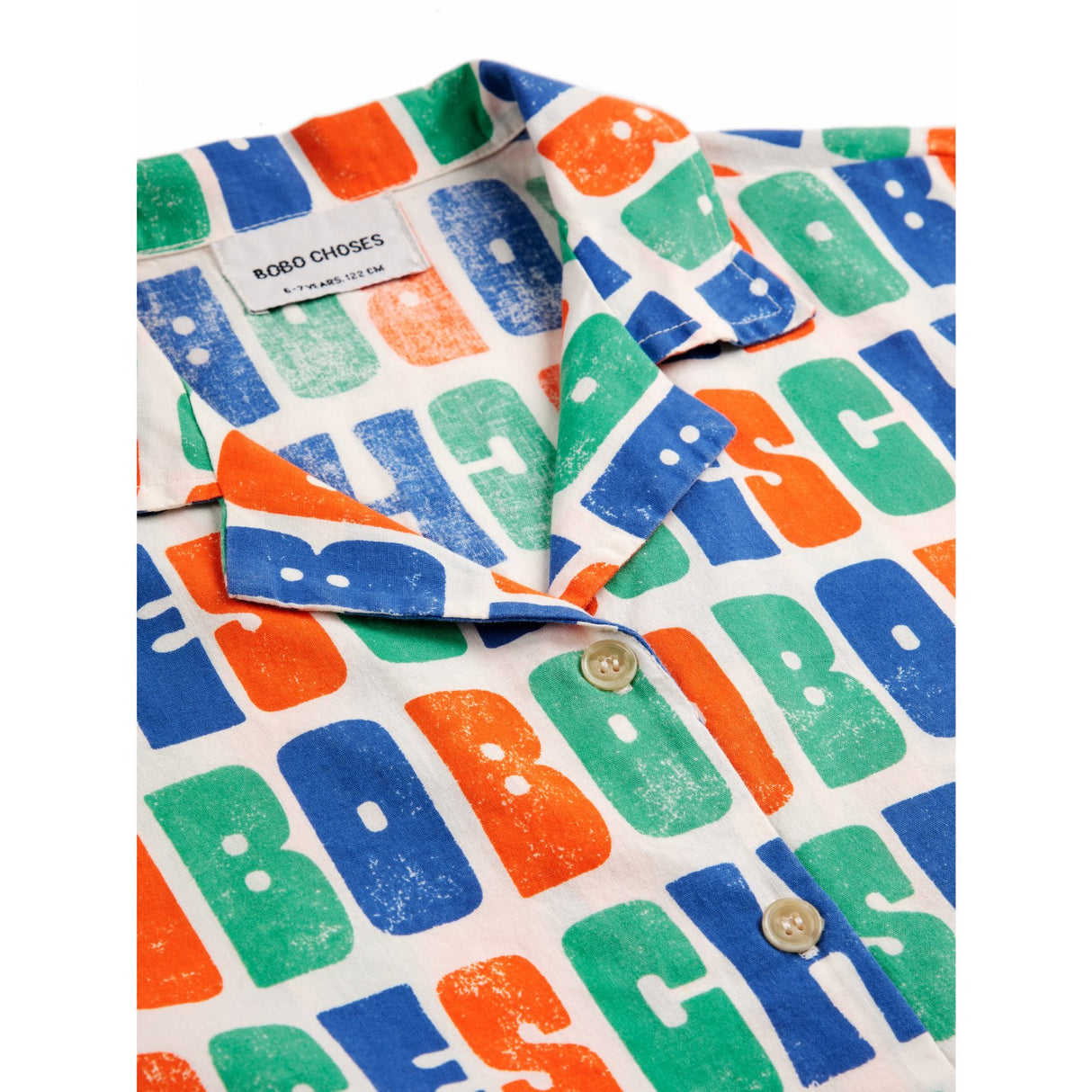 Bobo Choses Offwhite Multicolor All Over Woven Skjorte