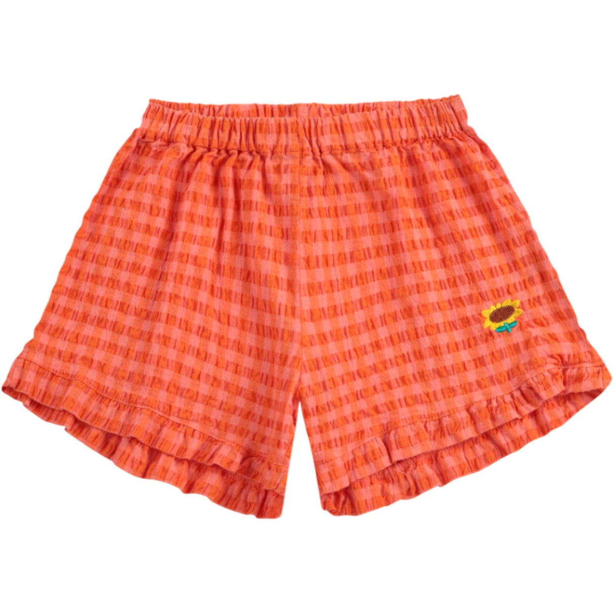 Bobo Choses Fuchsia Vichy Ruffle Woven Shorts