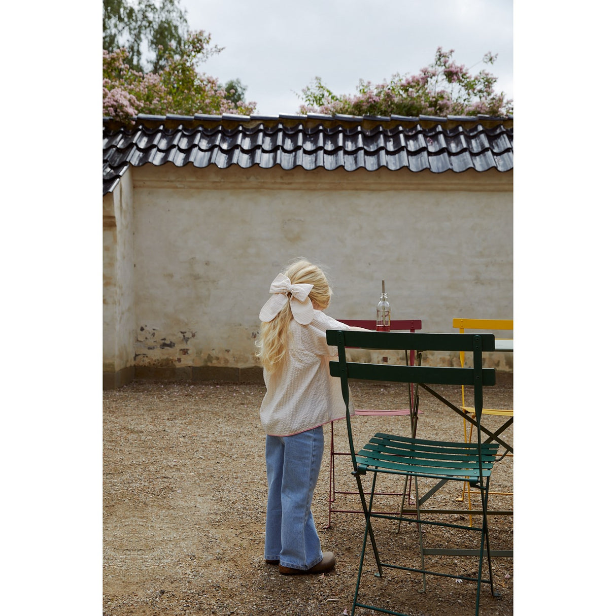 COPENHAGEN COLORS Lt Blue Indigo Washed Organic Denim Bukser Wide Leg W Rope Deco