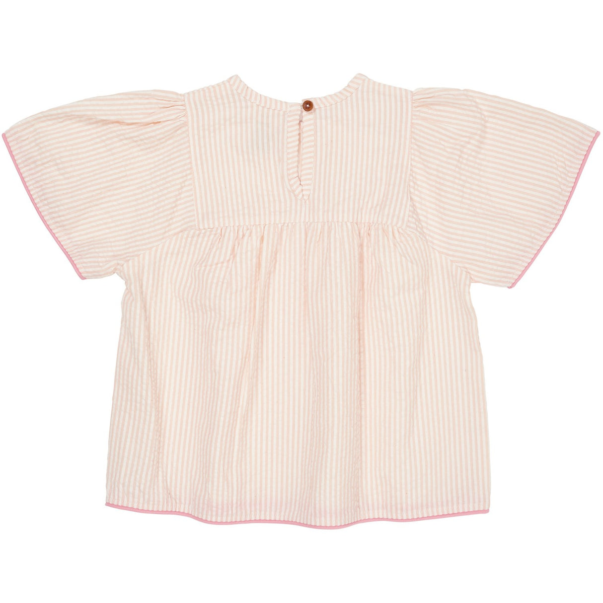 COPENHAGEN COLORS Dusty Rose W Cream Stripe W. Pink Seersucker Bluse W. Contrast Edge