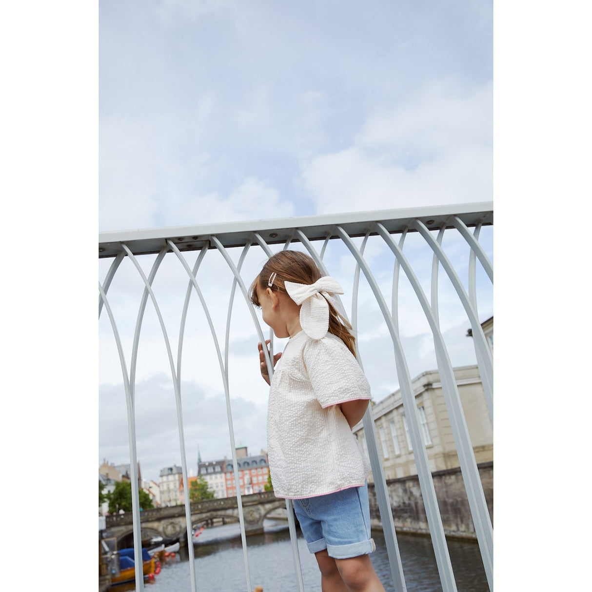 COPENHAGEN COLORS Dusty Rose W Cream Stripe W. Pink Seersucker Bluse W. Contrast Edge