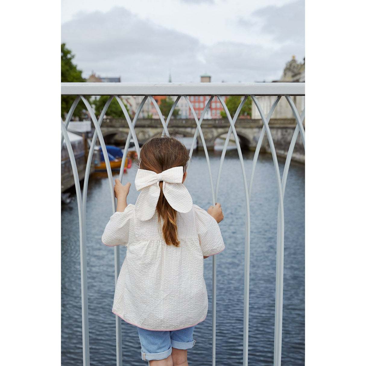 COPENHAGEN COLORS Dusty Rose W Cream Stripe W. Pink Seersucker Bluse W. Contrast Edge