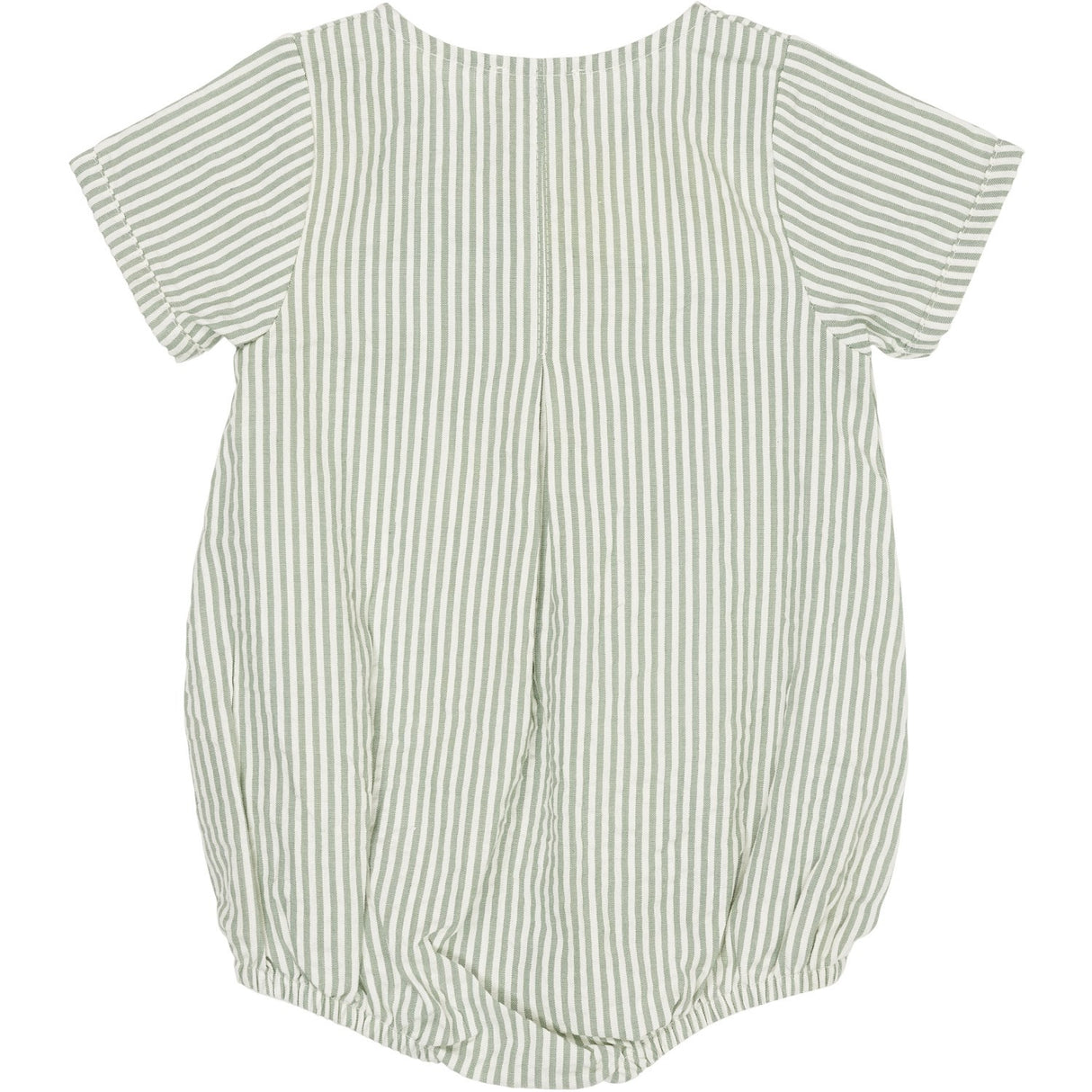 COPENHAGEN COLORS Green W Cream Stripe Seersucker Romper W. Ærmer