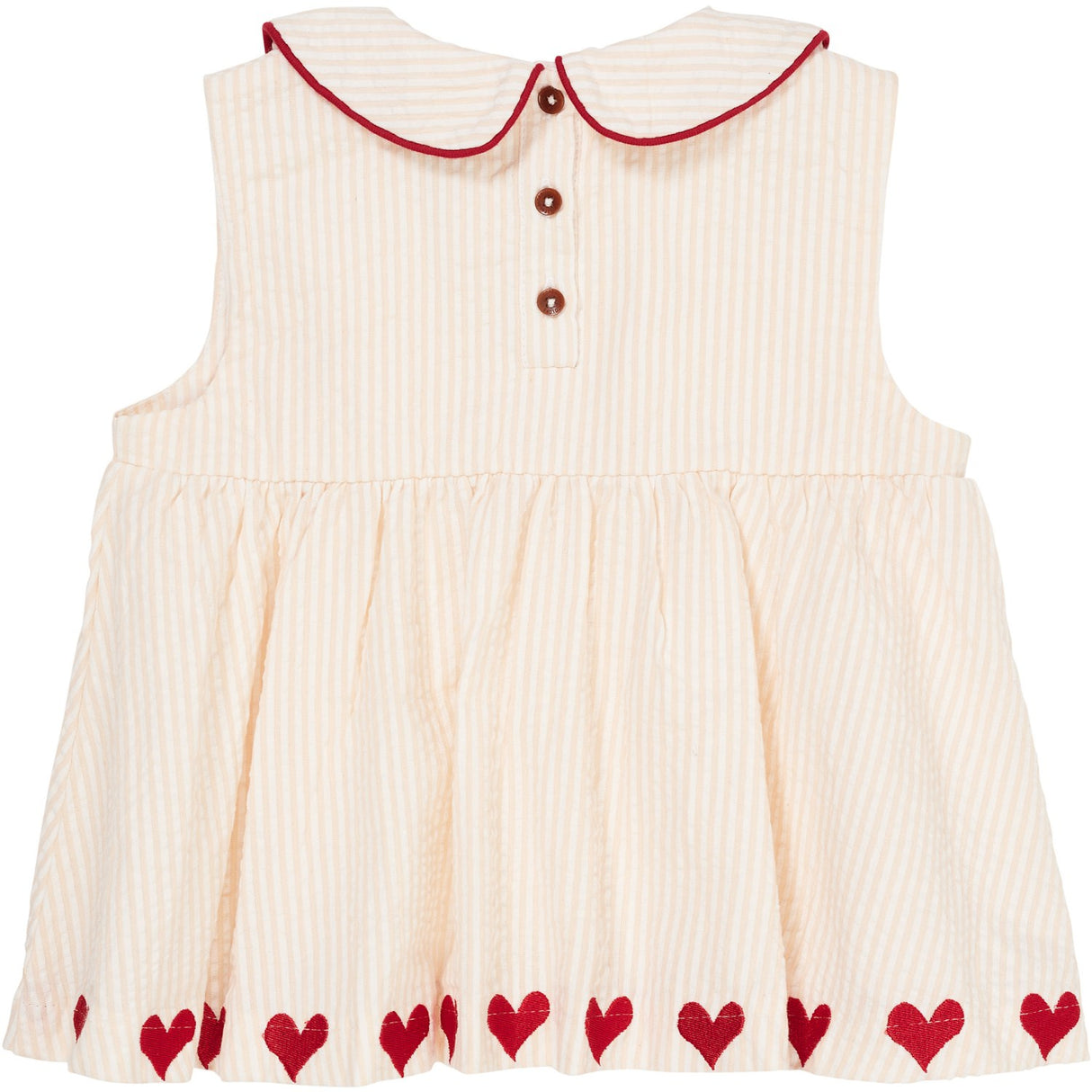 COPENHAGEN COLORS Dusty Rose W Cream Stripe W. Berry Seersucker Ss Bluse W. Hearts