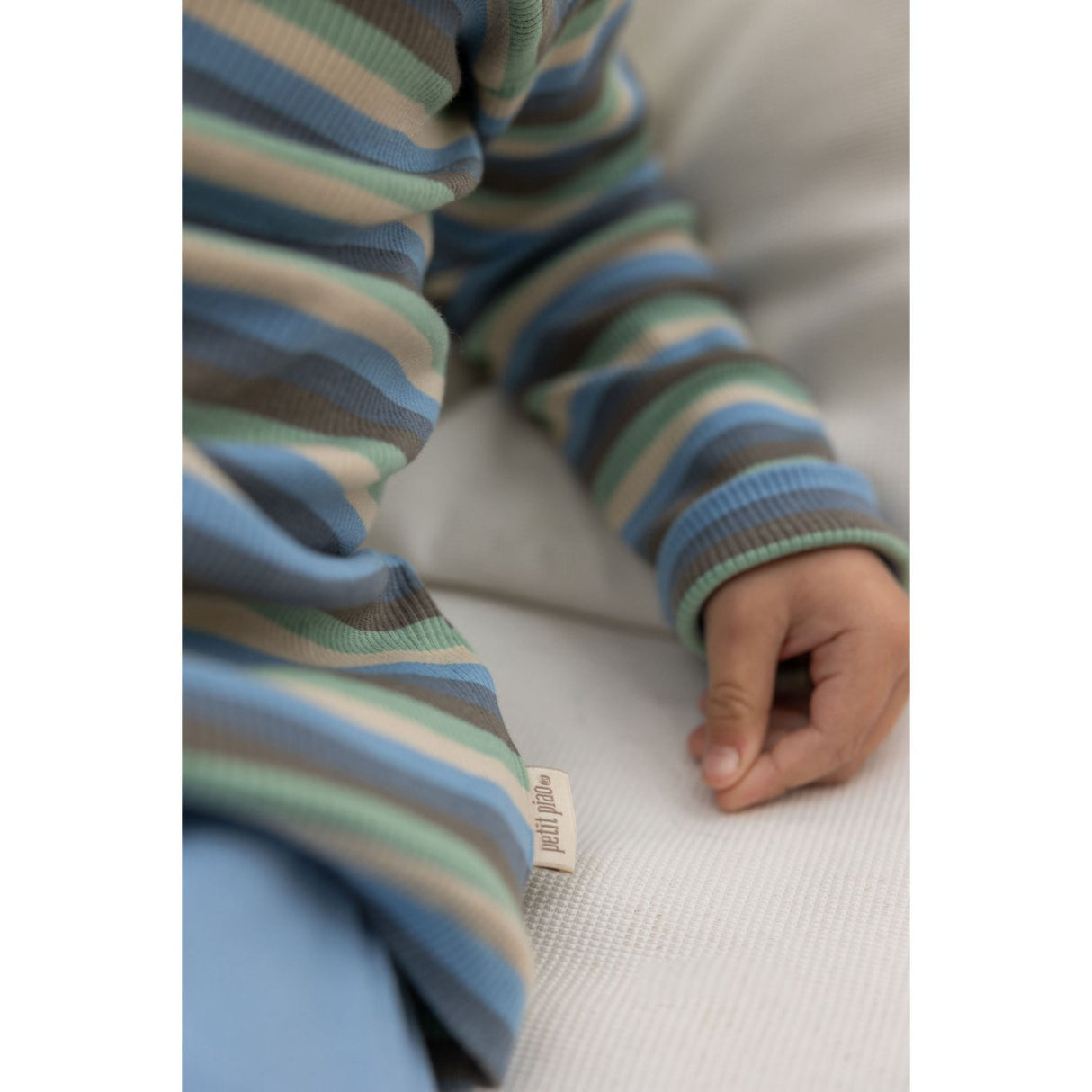 Petit Piao Allure Blue Multi Stripe Bluse Modal Multi Striped