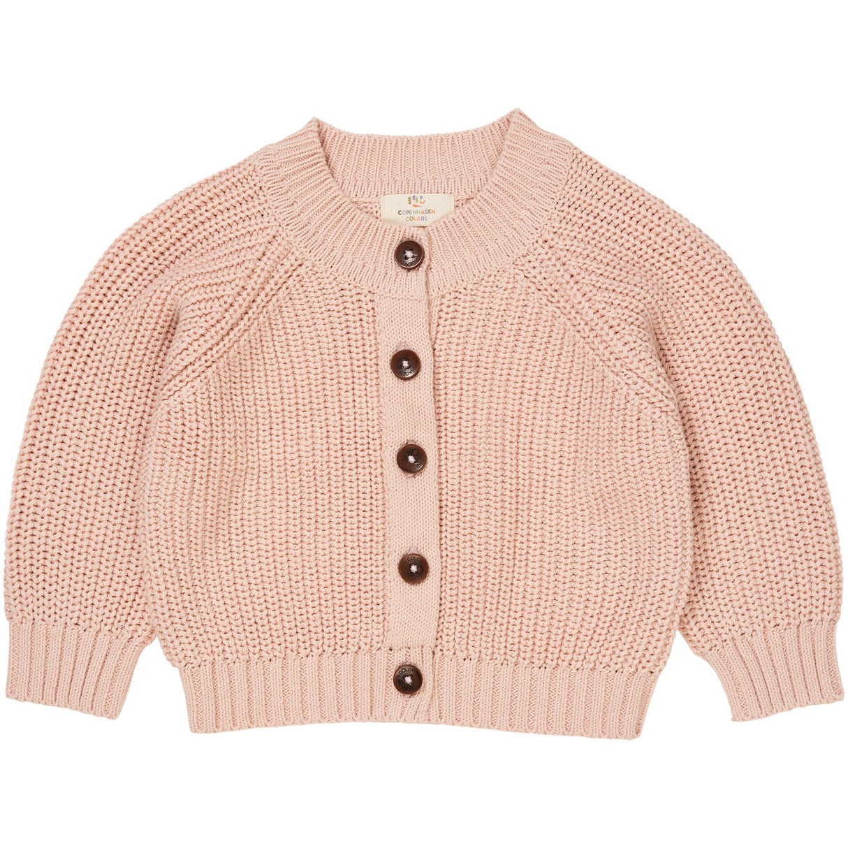 COPENHAGEN COLORS Dusty Rose Strikket Classic Rib Cardigan