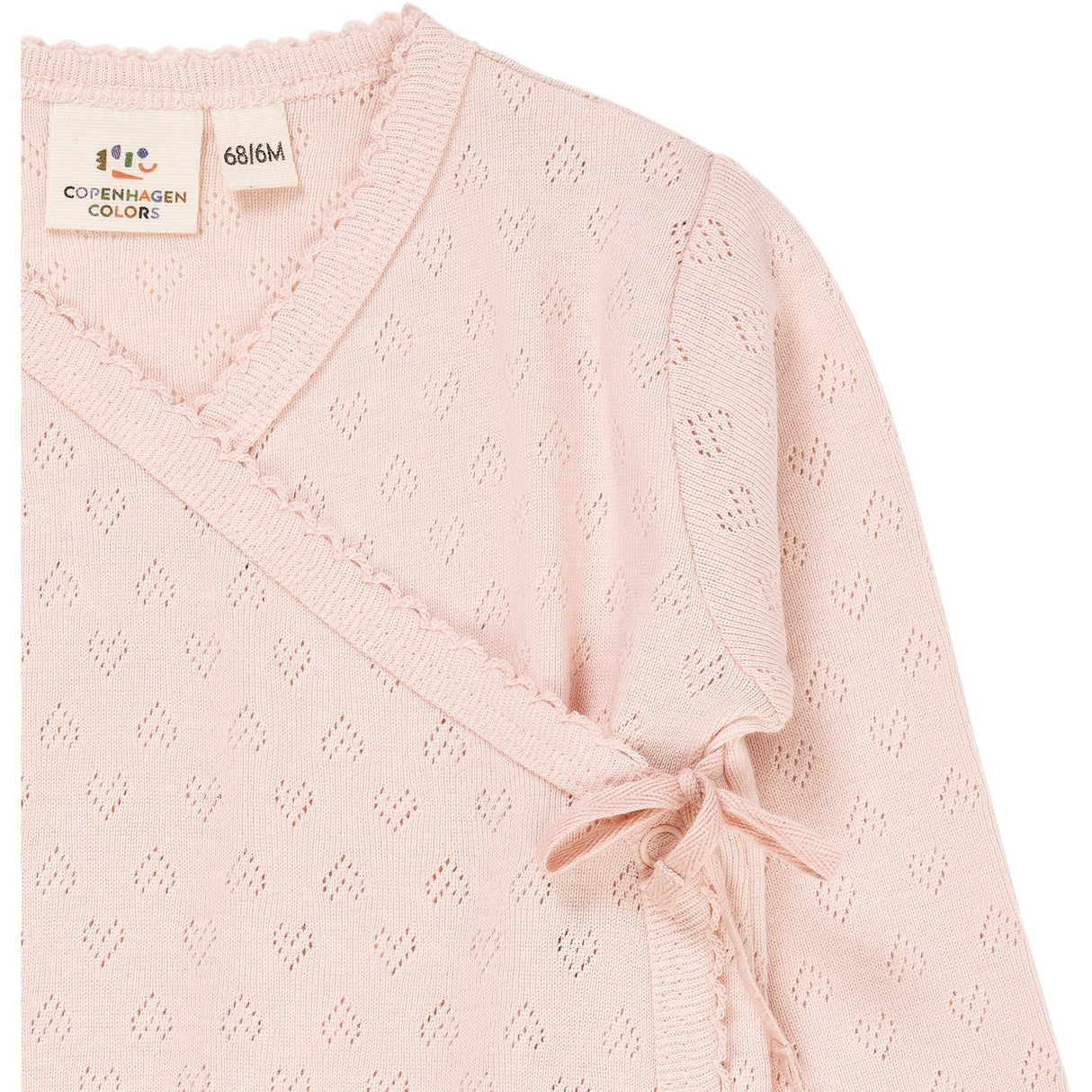 COPENHAGEN COLORS Dusty Rose Pointelle Heart Crossover Body Ls