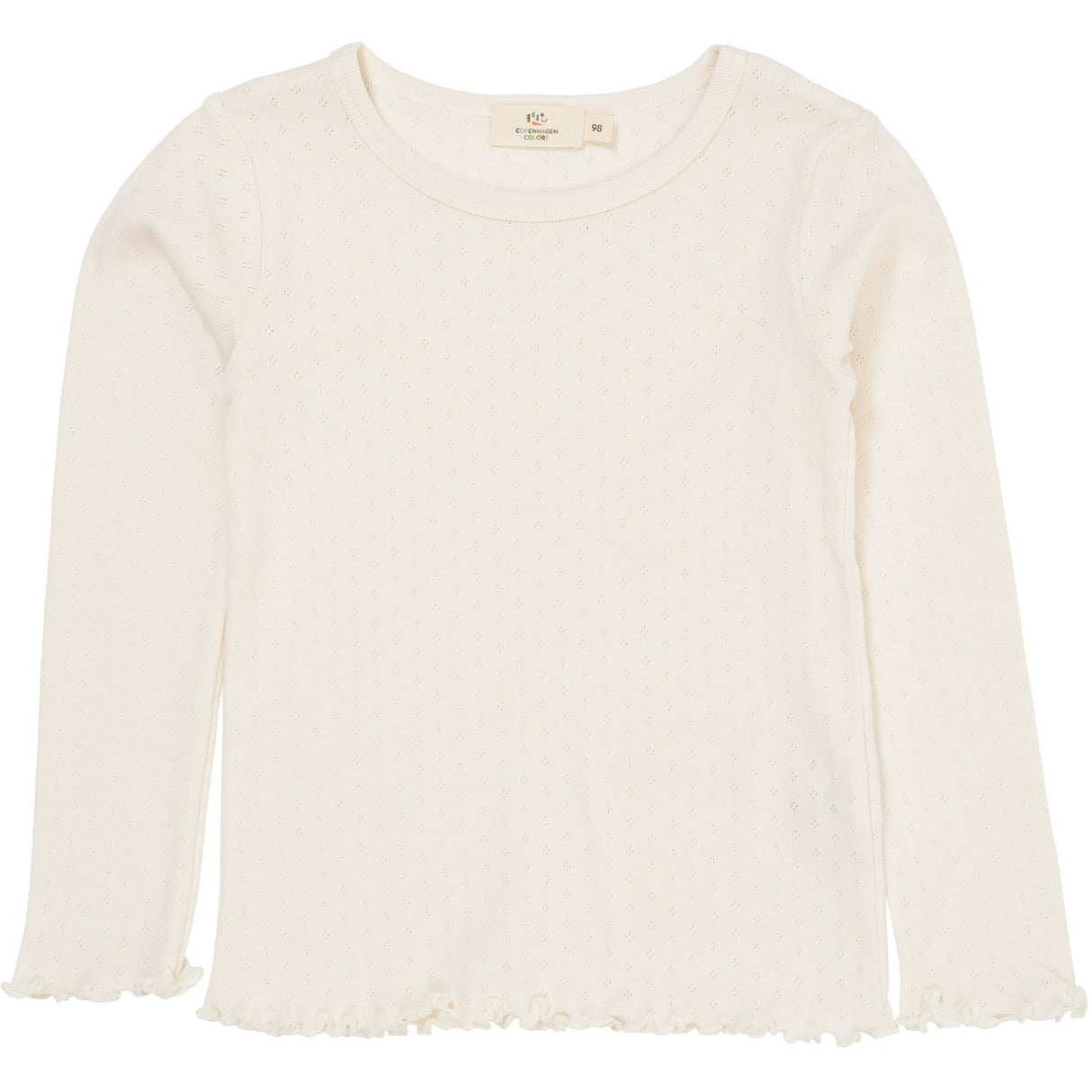 COPENHAGEN COLORS Cream Summer Pointelle Ls Bluse