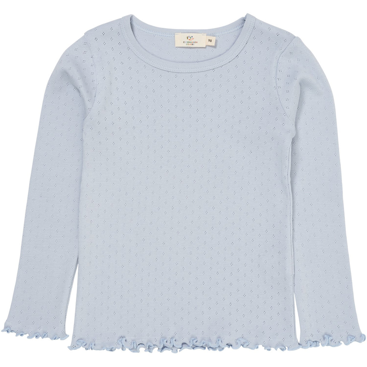 COPENHAGEN COLORS Dusty Blue Summer Pointelle Ls Bluse