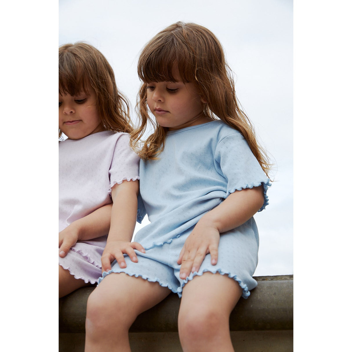 COPENHAGEN COLORS Dusty Blue Summer Pointelle T-Shirt