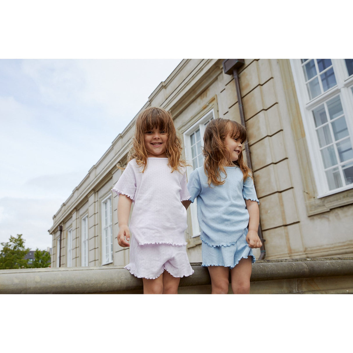 COPENHAGEN COLORS Dusty Blue Summer Pointelle T-Shirt