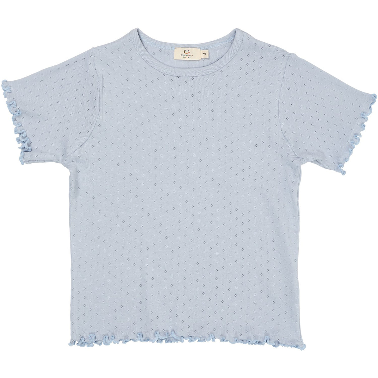 COPENHAGEN COLORS Dusty Blue Summer Pointelle T-Shirt