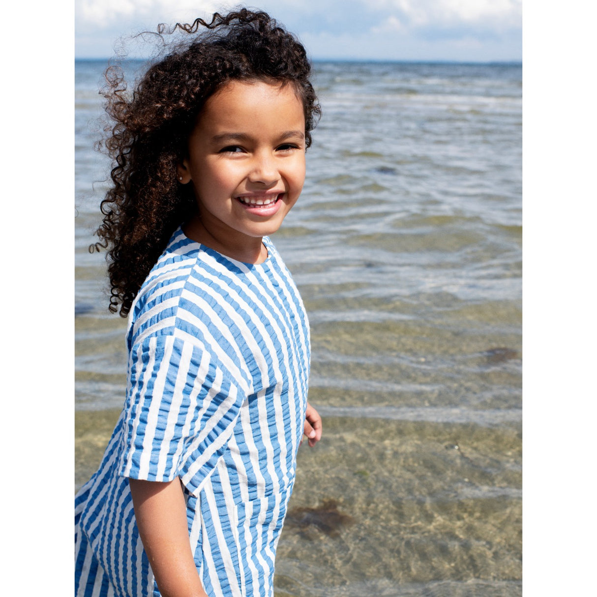 Serendipity Azur Stripe Knap Kjole