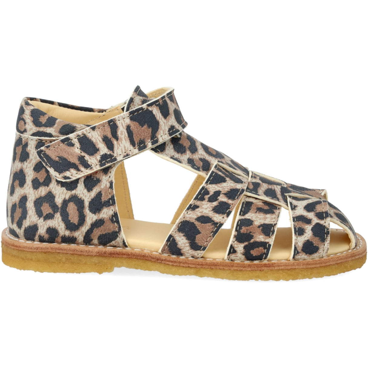 Angulus Leopard Suede Begynder Sandal Med Velcrolukning