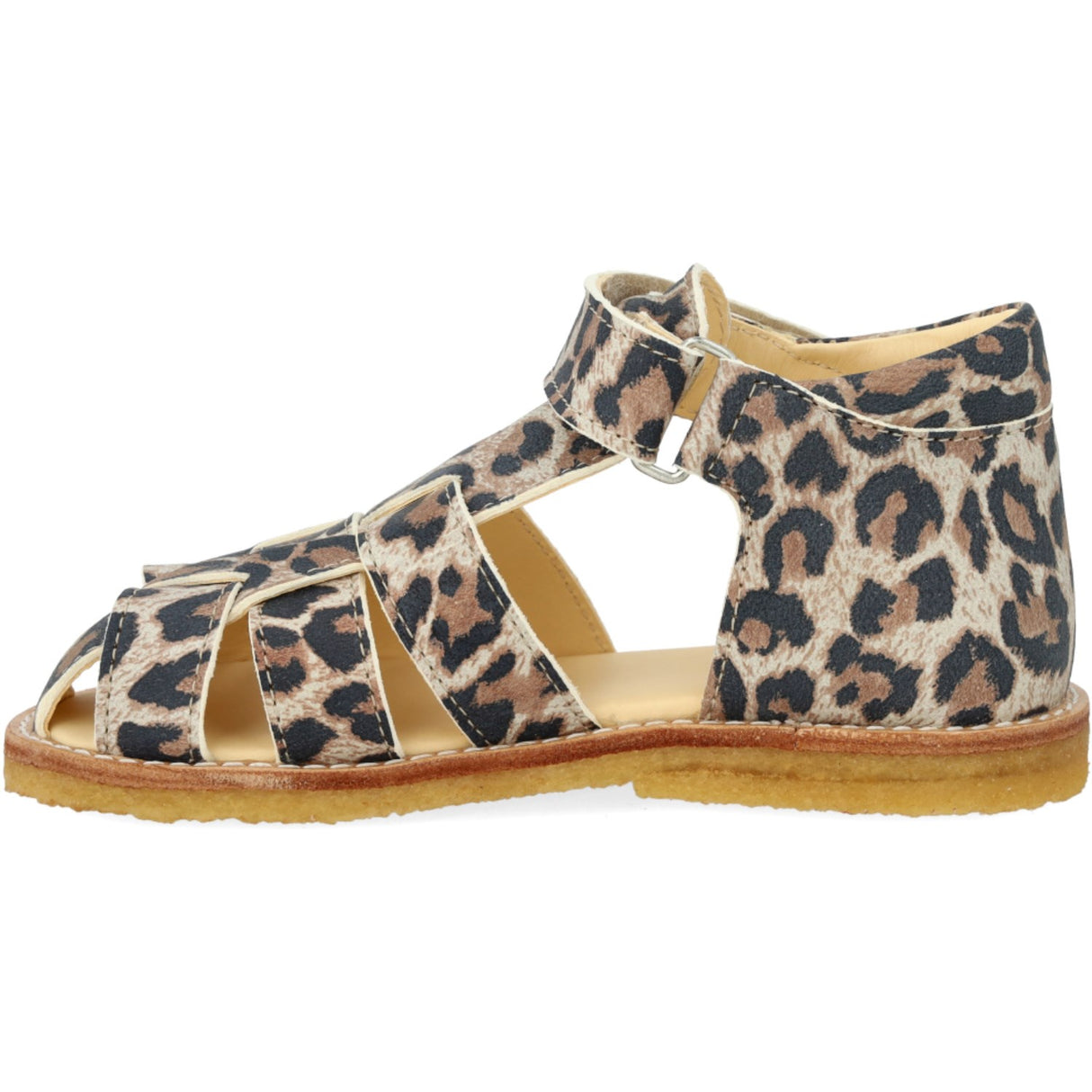 Angulus Leopard Suede Begynder Sandal Med Velcrolukning