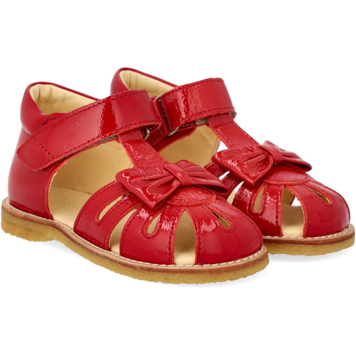 Angulus Dark Red Begynder Sandal Med Sløjfe Og Velcro Lukning