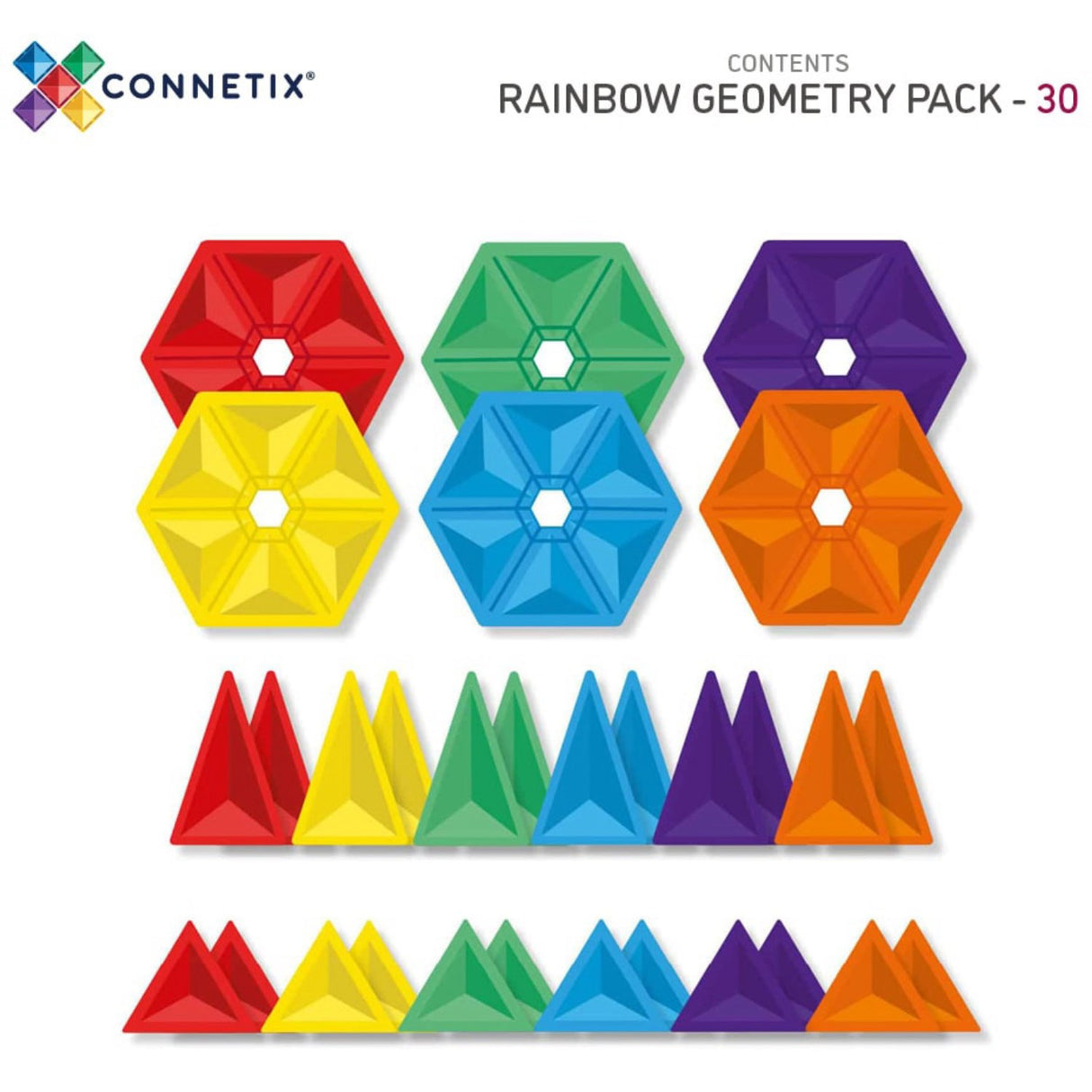 Connetix Rainbow Geometry Pak 30 Styks