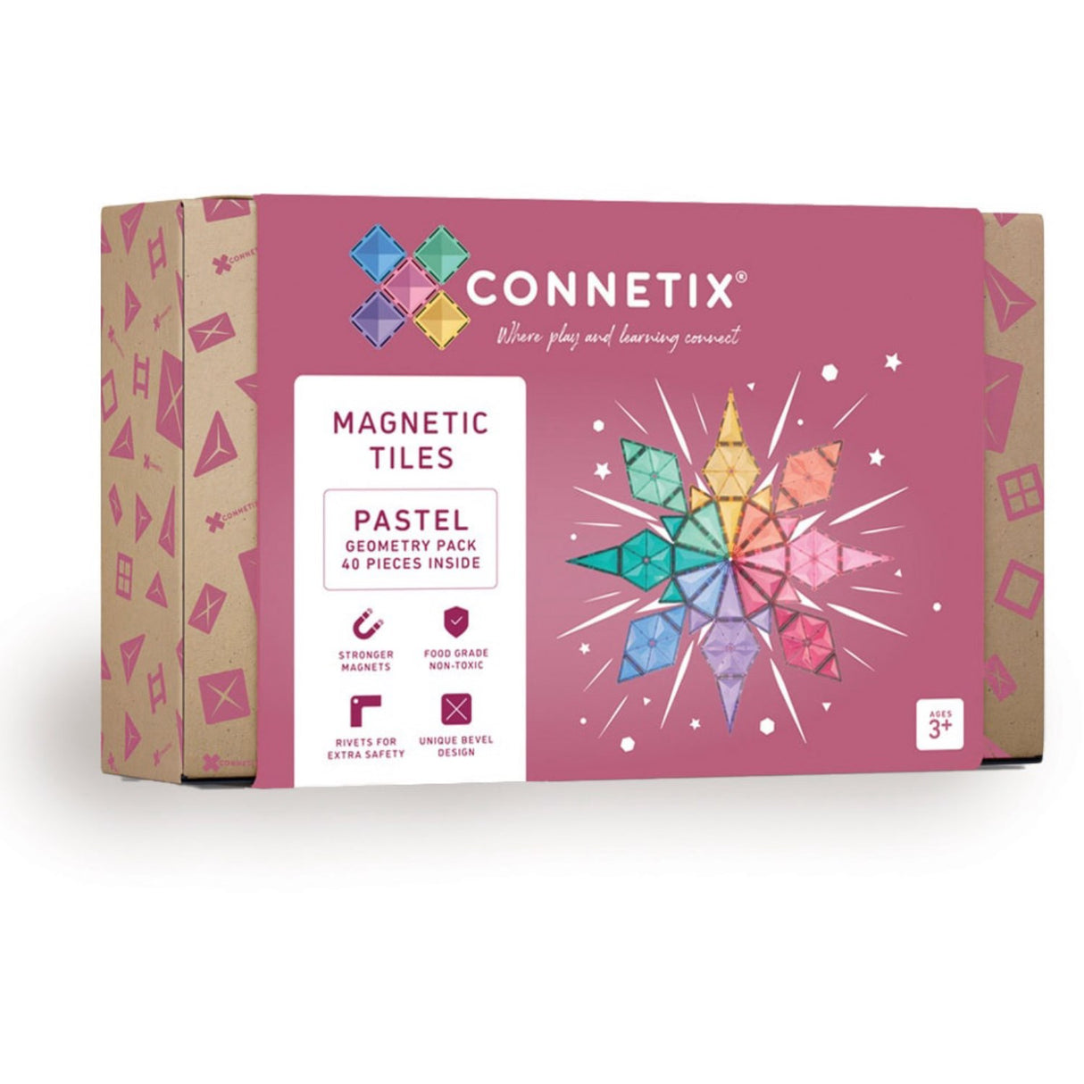 Connetix Pastel Geometry Pak 40 Styks
