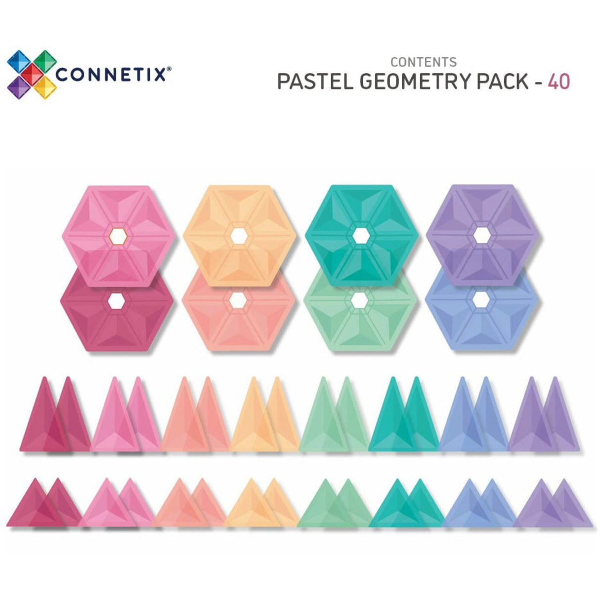 Connetix Pastel Geometry Pak 40 Styks